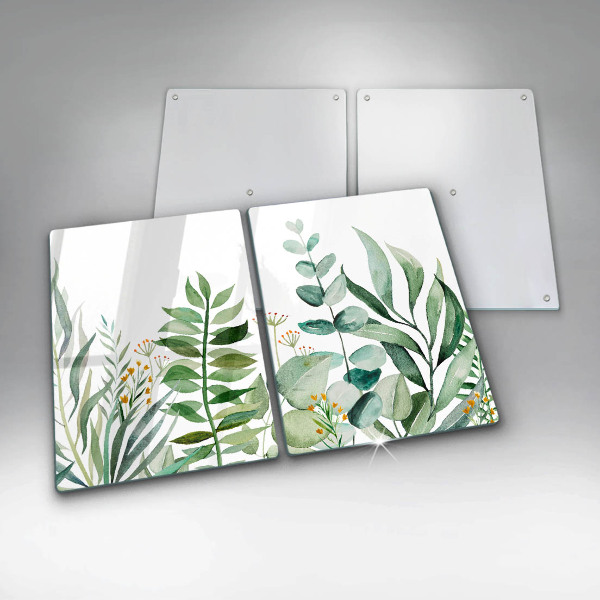 Tocător de bucătărie Ilustrație cu frunze de plante