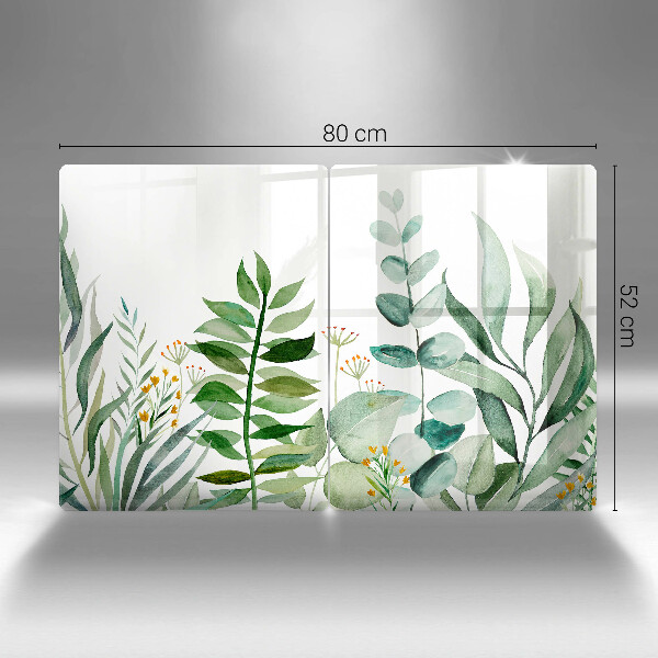 Tocător de bucătărie Ilustrație cu frunze de plante