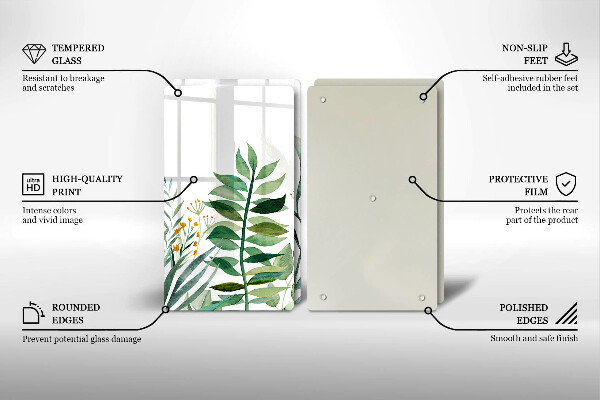 Tocător de bucătărie Ilustrație cu frunze de plante
