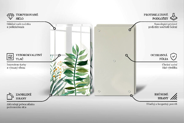 Tocător de bucătărie Ilustrație cu frunze de plante