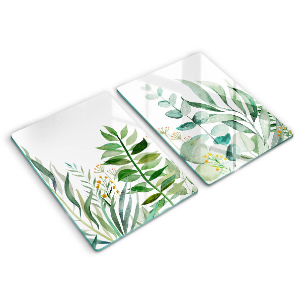 Tocător de bucătărie Ilustrație cu frunze de plante