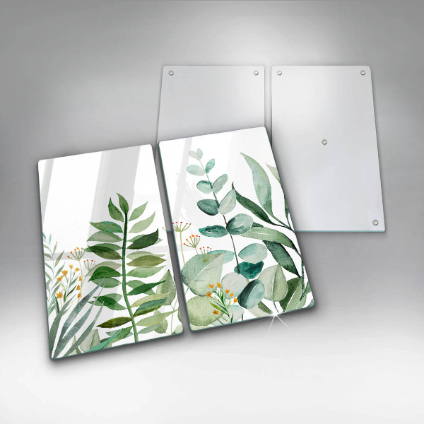 Tocător de bucătărie Ilustrație cu frunze de plante