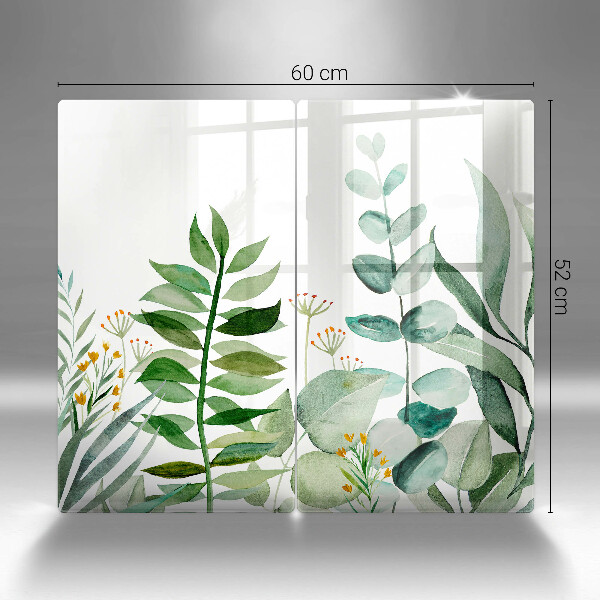 Tocător de bucătărie Ilustrație cu frunze de plante