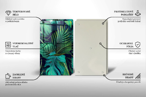 Tocător de bucătărie Ilustrație cu frunzele junglei