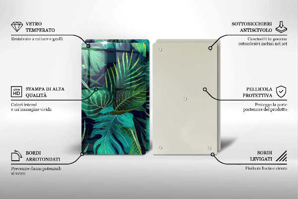 Tocător de bucătărie Ilustrație cu frunzele junglei