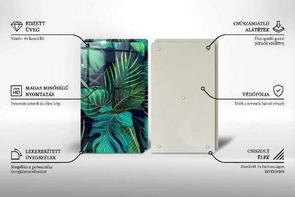 Tocător de bucătărie Ilustrație cu frunzele junglei
