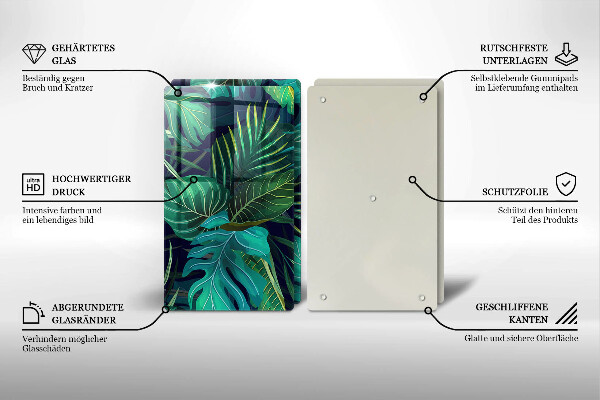 Tocător de bucătărie Ilustrație cu frunzele junglei
