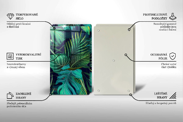 Tocător de bucătărie Ilustrație cu frunzele junglei