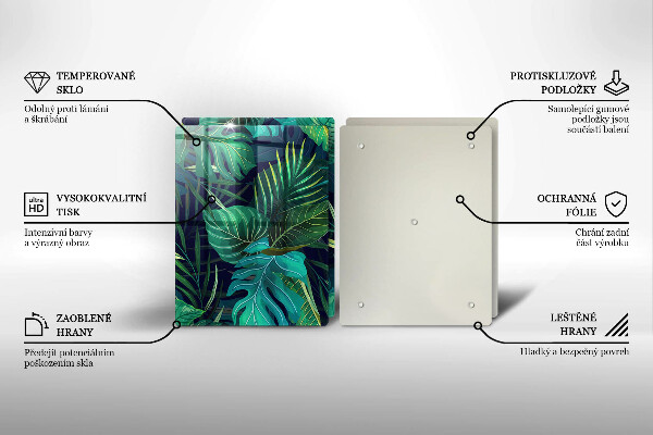 Tocător de bucătărie Ilustrație cu frunzele junglei