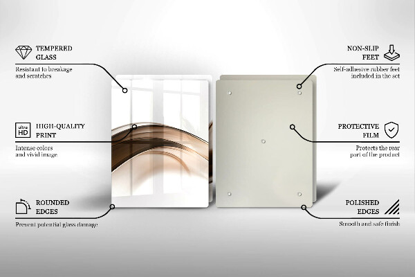 Tocător de bucătărie Linii maro abstracte