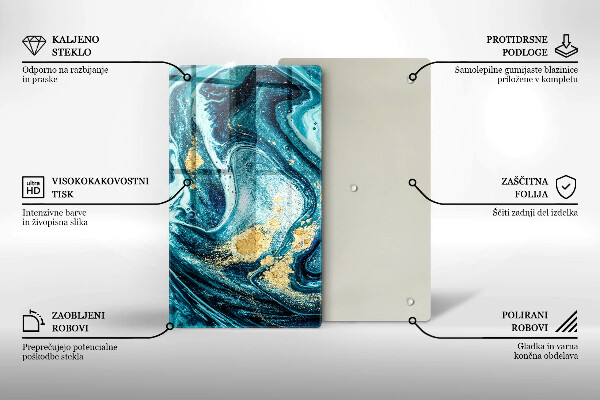 Tocător de bucătărie Abstracția aurului albastru