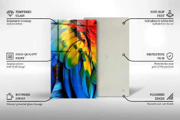 Tocător de bucătărie Pene de papagal colorate