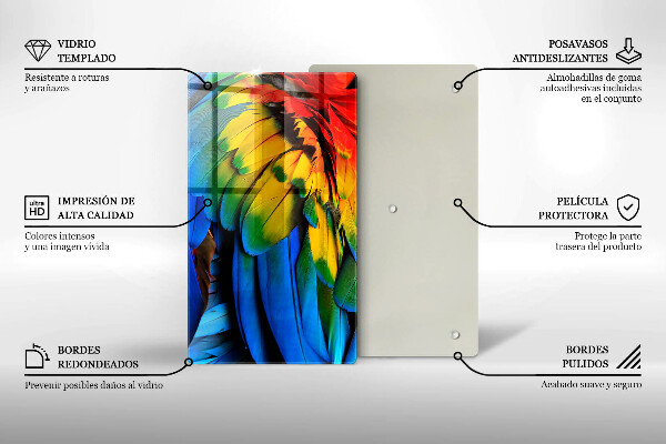 Tocător de bucătărie Pene de papagal colorate