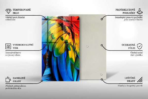 Tocător de bucătărie Pene de papagal colorate