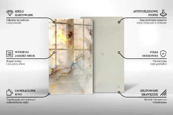 Tocător de bucătărie Textura de marmură cu aur