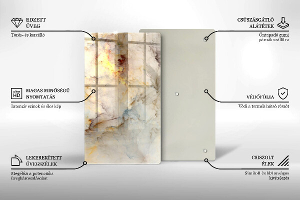 Tocător de bucătărie Textura de marmură cu aur