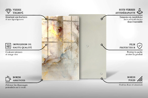 Tocător de bucătărie Textura de marmură cu aur