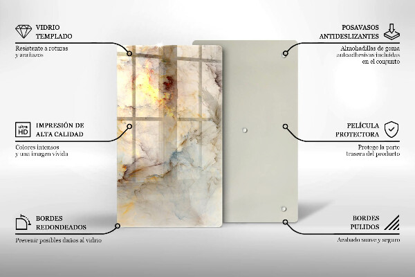 Tocător de bucătărie Textura de marmură cu aur