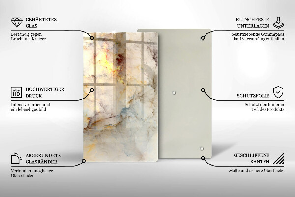 Tocător de bucătărie Textura de marmură cu aur