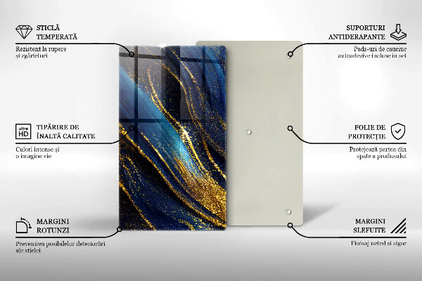 Tocător din sticlă Abstracție bleumarin