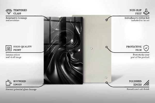 Tocător din sticlă Masă neagră abstractă