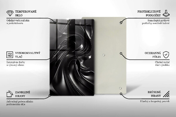 Tocător din sticlă Masă neagră abstractă