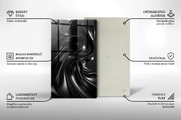 Tocător din sticlă Masă neagră abstractă