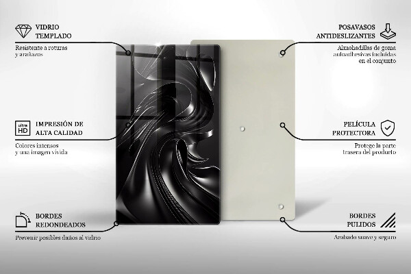 Tocător din sticlă Masă neagră abstractă