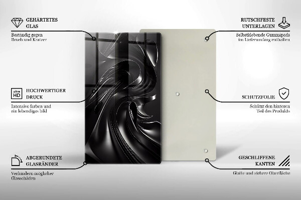 Tocător din sticlă Masă neagră abstractă