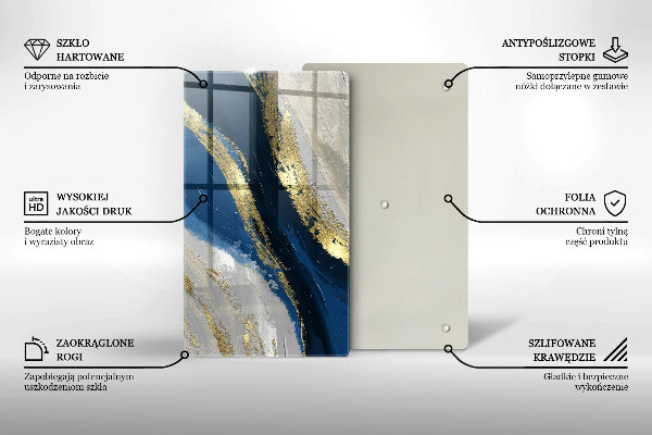 Tocător din sticlă Textura cu aur