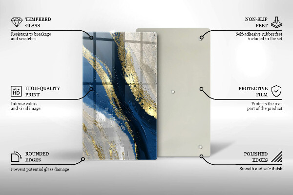 Tocător din sticlă Textura cu aur