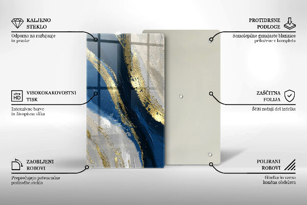 Tocător din sticlă Textura cu aur