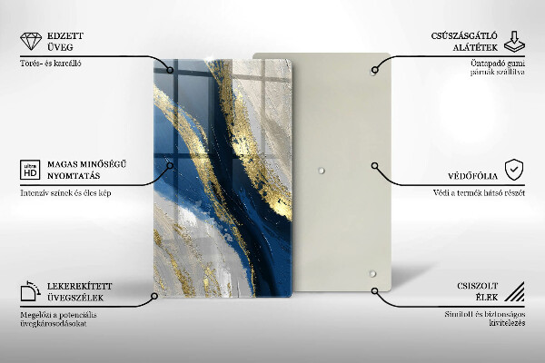 Tocător din sticlă Textura cu aur