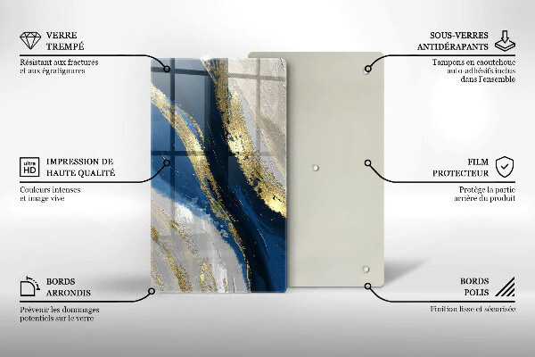 Tocător din sticlă Textura cu aur