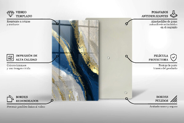 Tocător din sticlă Textura cu aur