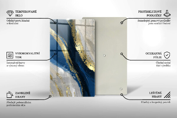 Tocător din sticlă Textura cu aur