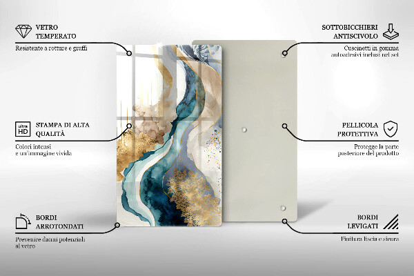 Tocător din sticlă Marmură colorată