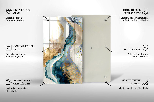 Tocător din sticlă Marmură colorată