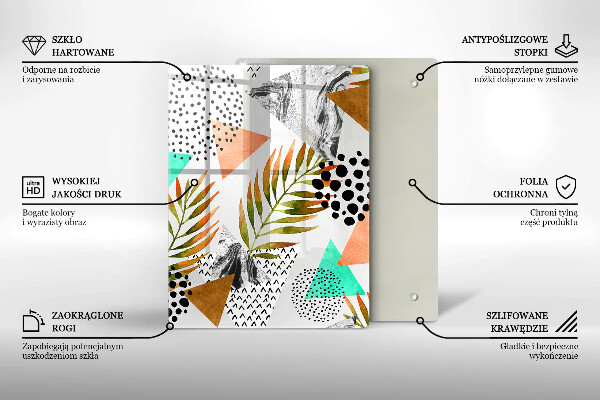 Tocător din sticlă Marmură albastră și aurie