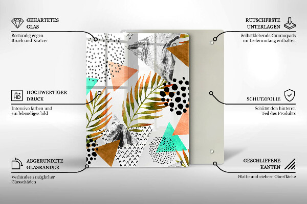 Tocător din sticlă Marmură albastră și aurie