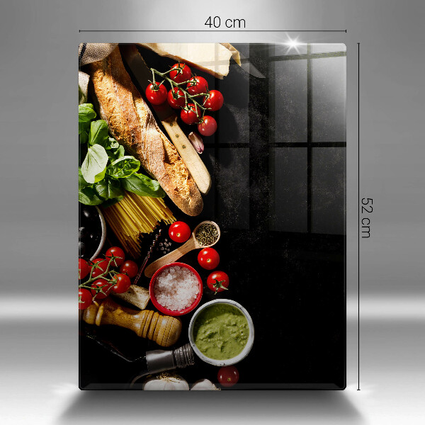 Tocător din sticlă Ingrediente și condimente italiene