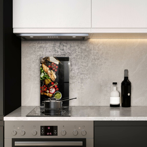 Tocător din sticlă Ingrediente și condimente italiene