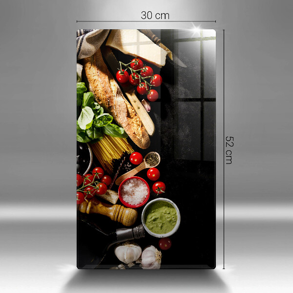 Tocător din sticlă Ingrediente și condimente italiene