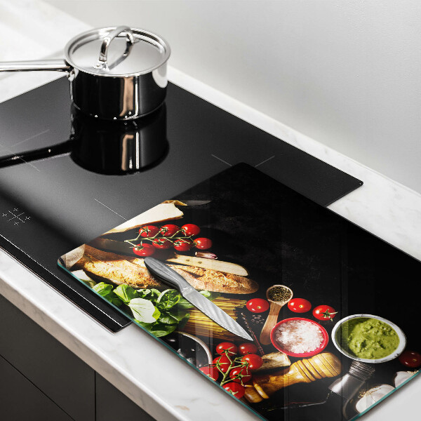 Tocător din sticlă Ingrediente și condimente italiene