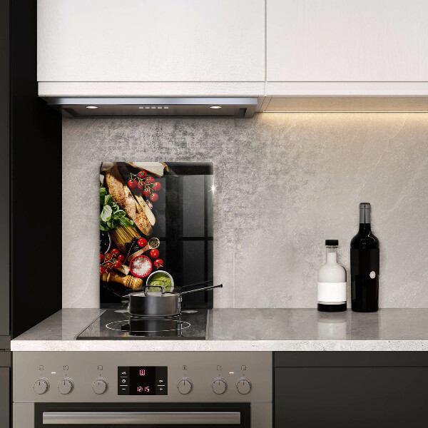 Tocător din sticlă Ingrediente și condimente italiene