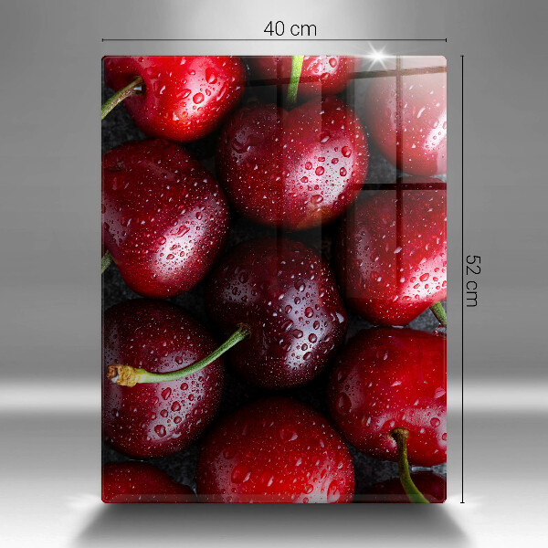 Tocător din sticlă Prim-plan cu cireșe