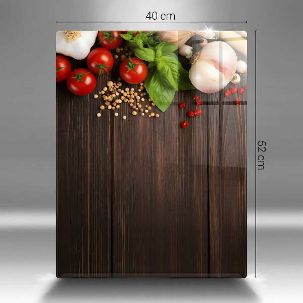 Tocător din sticlă Legume pe masă