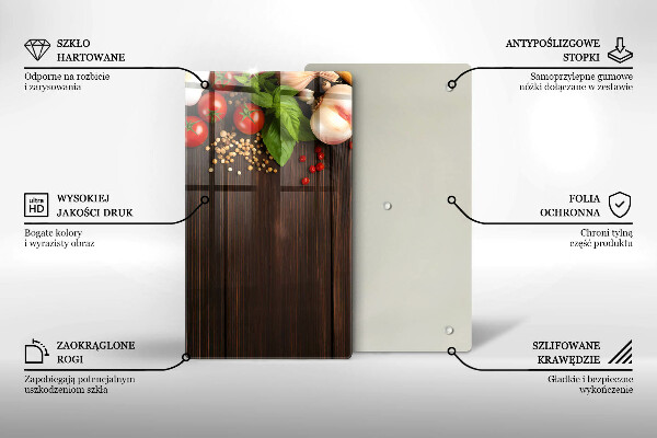 Tocător din sticlă Legume pe masă