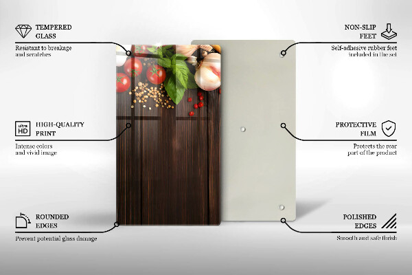 Tocător din sticlă Legume pe masă