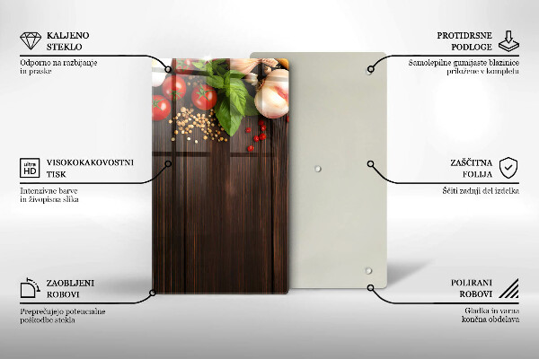 Tocător din sticlă Legume pe masă